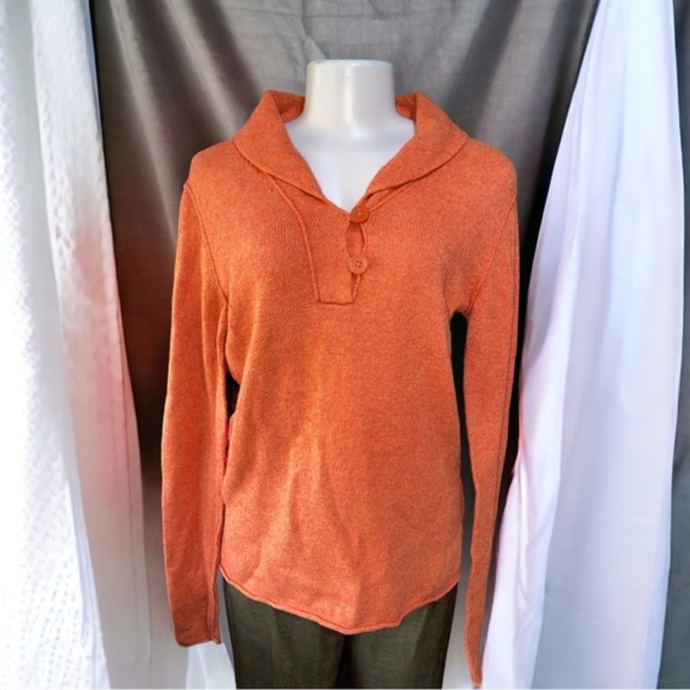 GAP Lambswool Blend Burnt Orange Shawl Collar Sweater M
